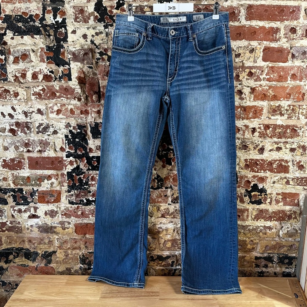 BKE Buckle Tyler Classic Relaxed Jeans Mens 31L Denim Cowboy Blue (31x33)